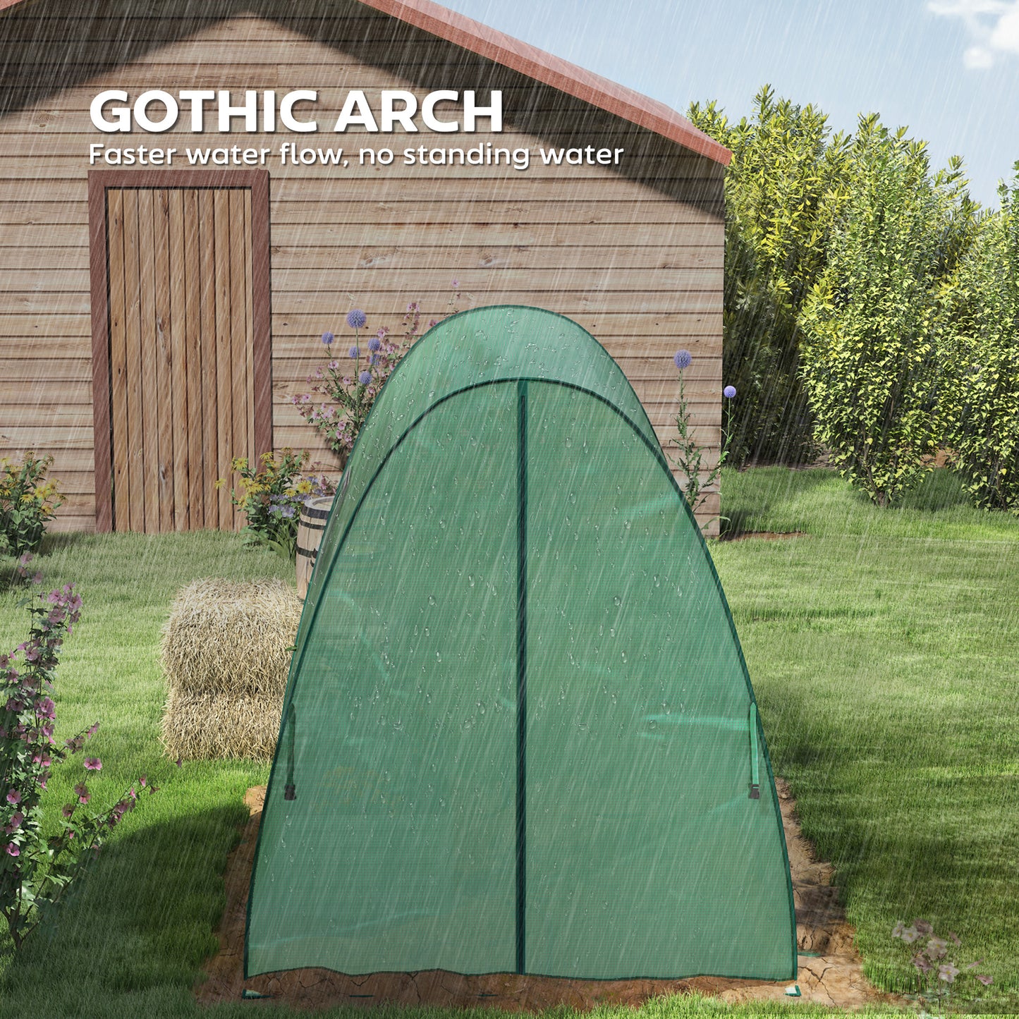 Polytunnel Greenhouse with Sandbags