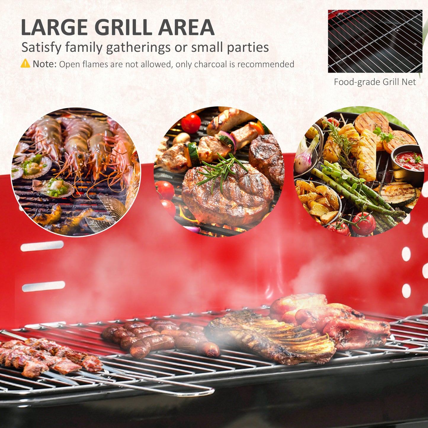 Charcoal Trolley BBQ Barbecue Grill Patio Camping Picnic Garden