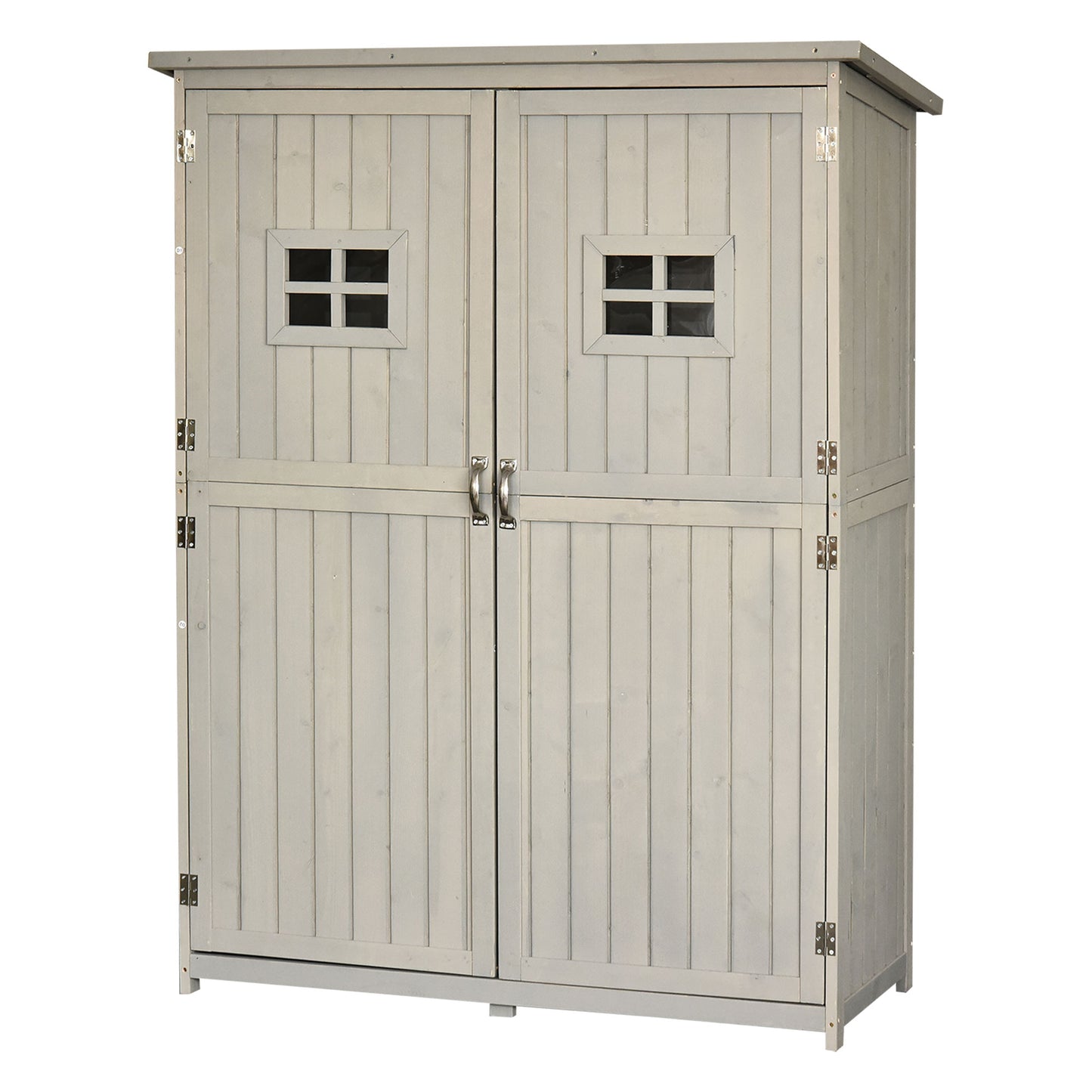 Wooden Garden Shed with Two Windows, Tool Storage Cabinet