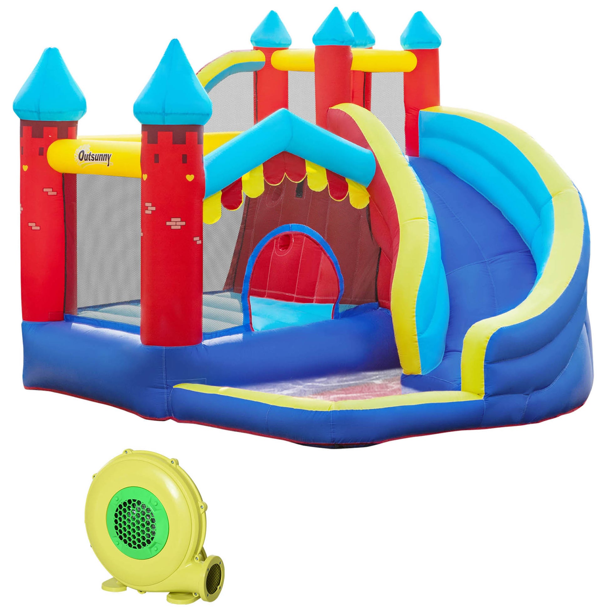 Kids Bouncy Castle, with Slide, Pool, Trampoline, Climbing Wall