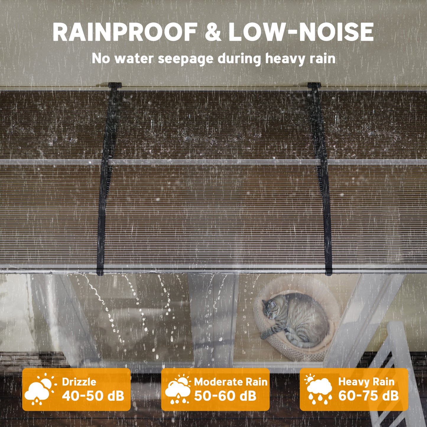 Front Door Canopy, Outdoor Awning, Rain Shelter, 303 x 96cm