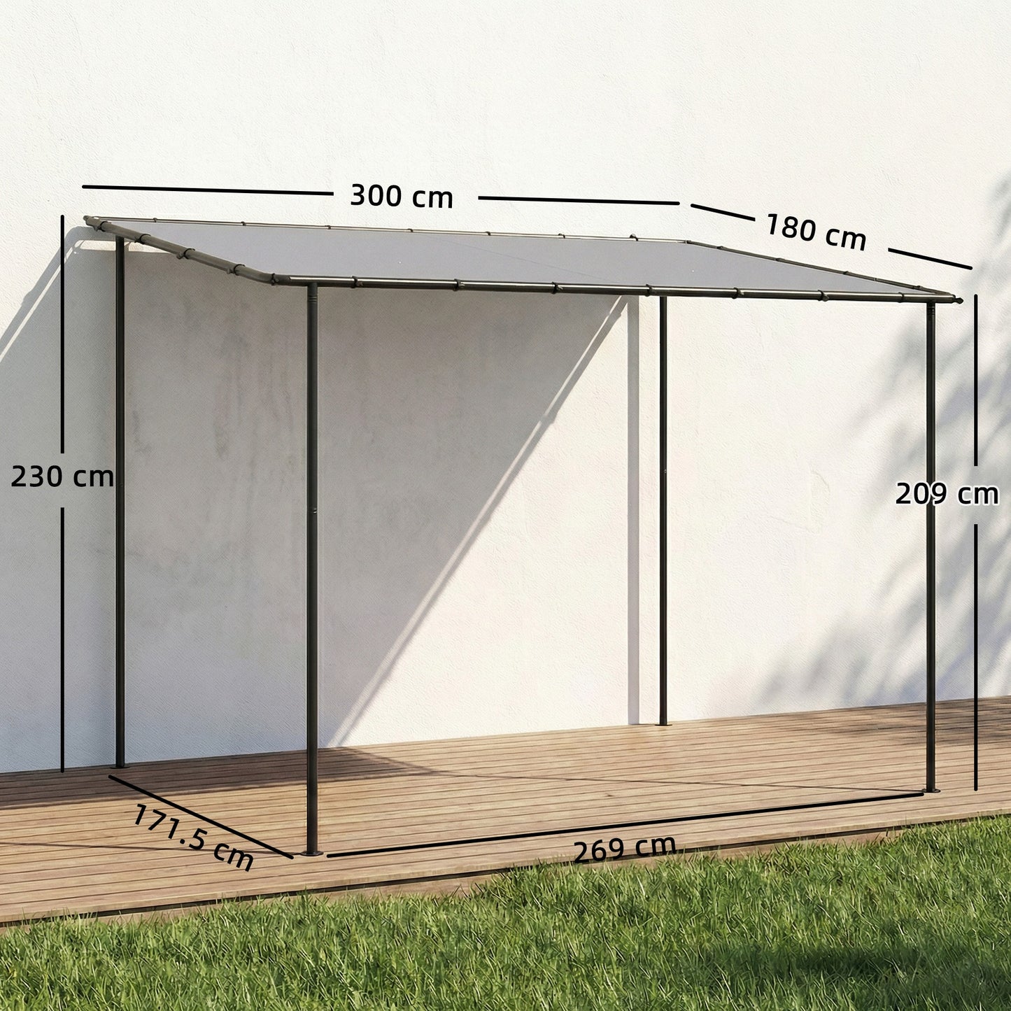 3 x 2 m Lean to Garden Pergola