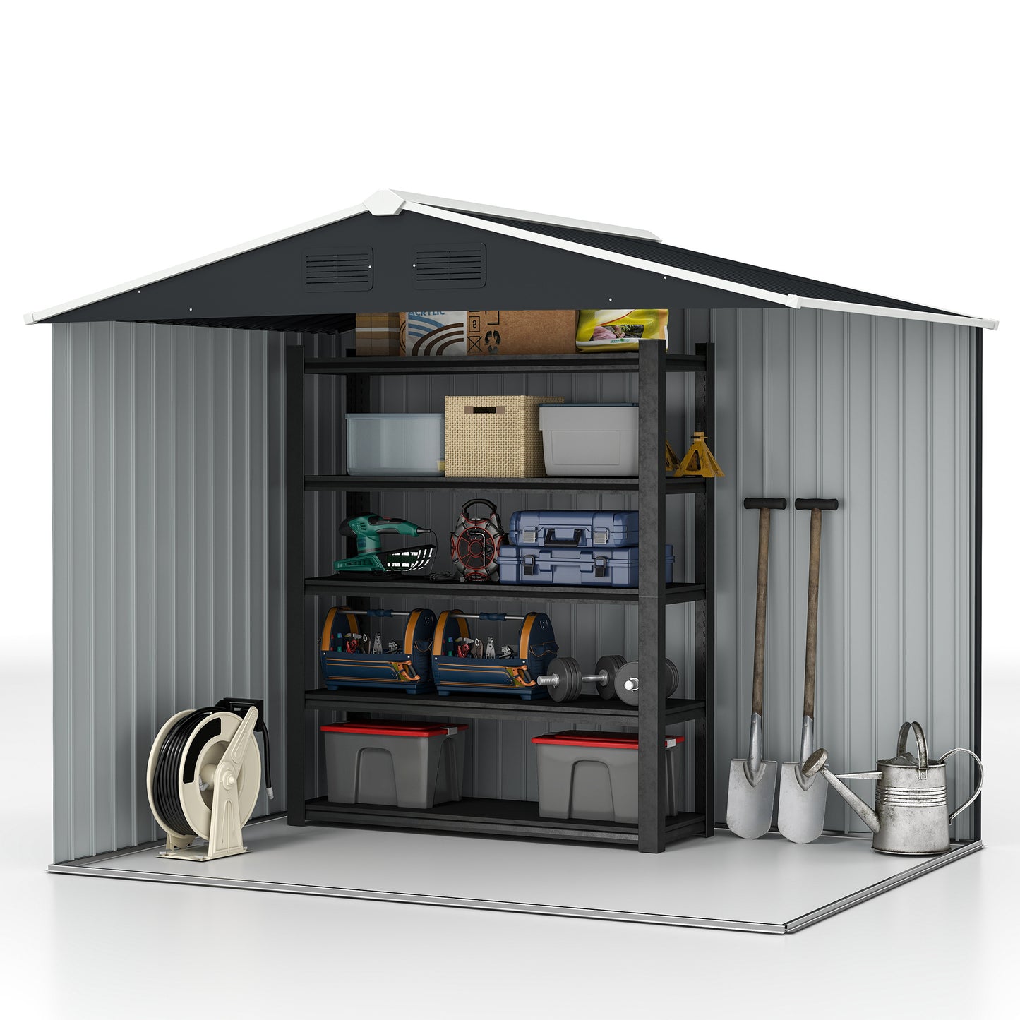 7.7 x 5.7ft Metal Garden Shed