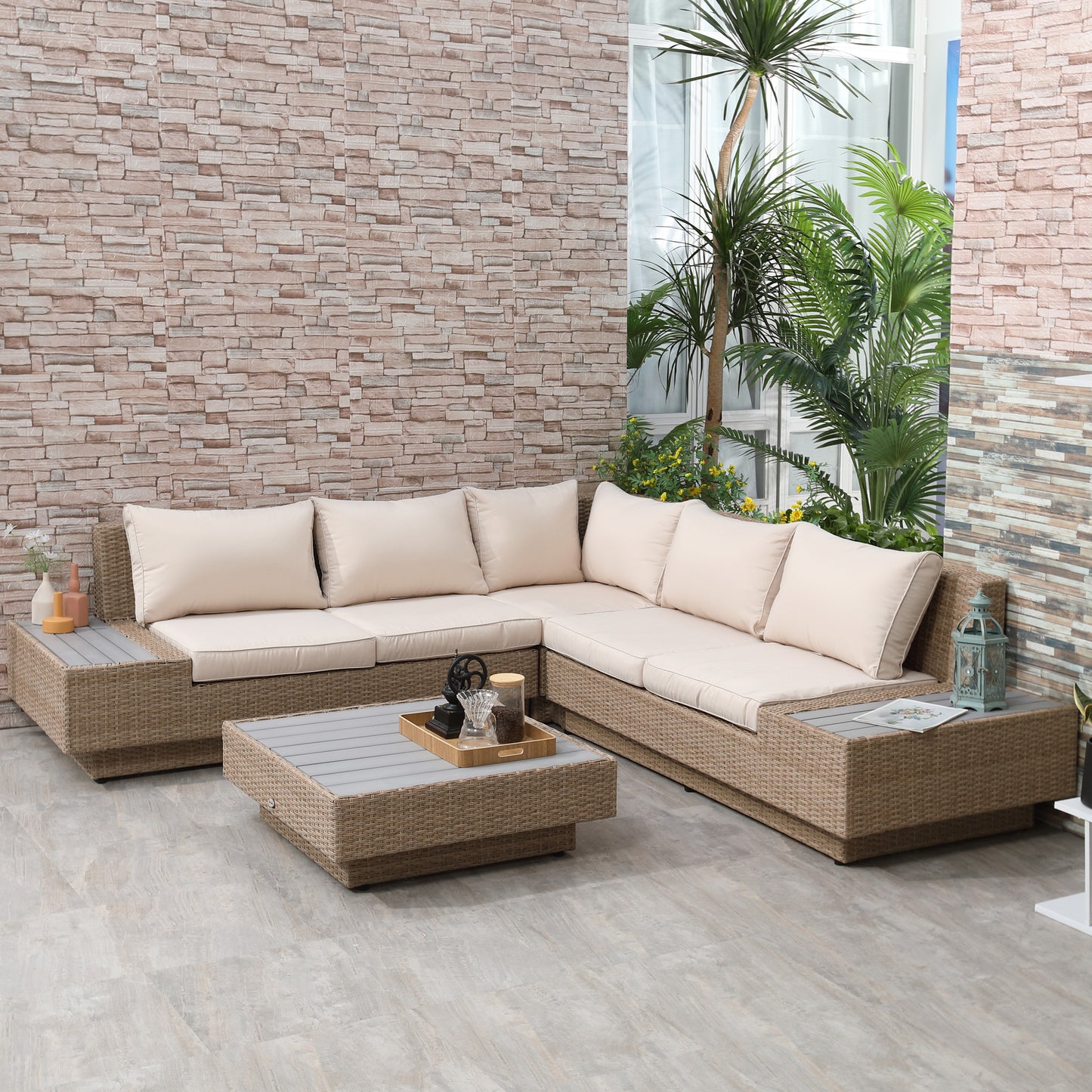 4 Pieces Rattan Garden Furniture Set (4)