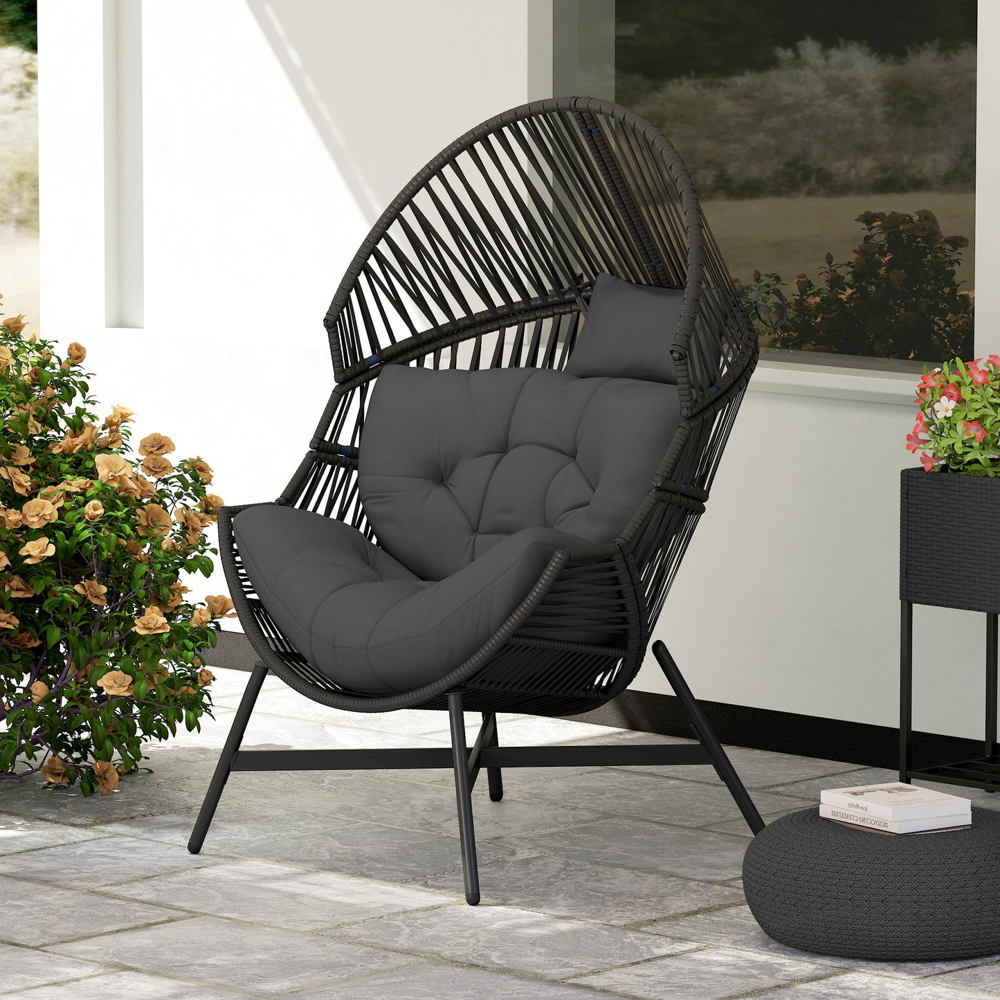 Rattan Egg Chair, Oversized Freestanding Garden Egg Chair