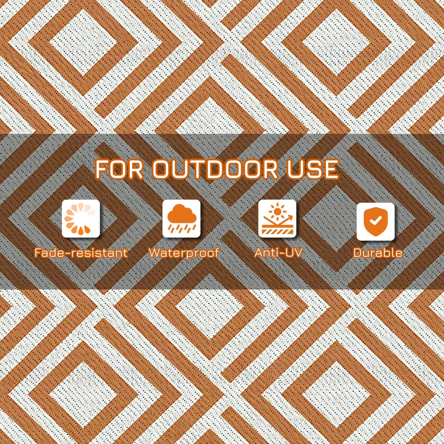 Reversible Outdoor Rug, Plastic Straw Mat w/ Carry Bag Ground Stakes