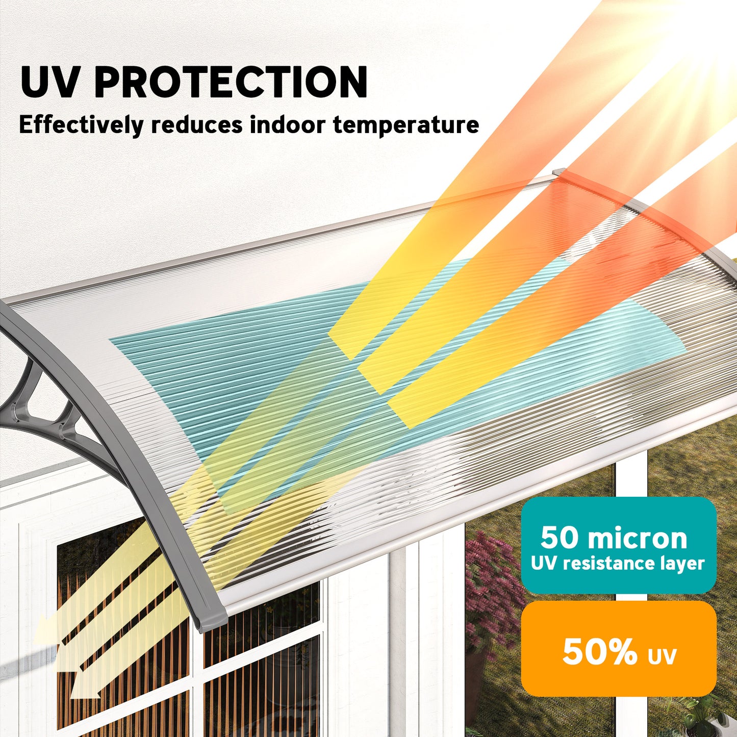 Front Door Canopy, Outdoor Awning, Rain Shelter, 110 x 60cm