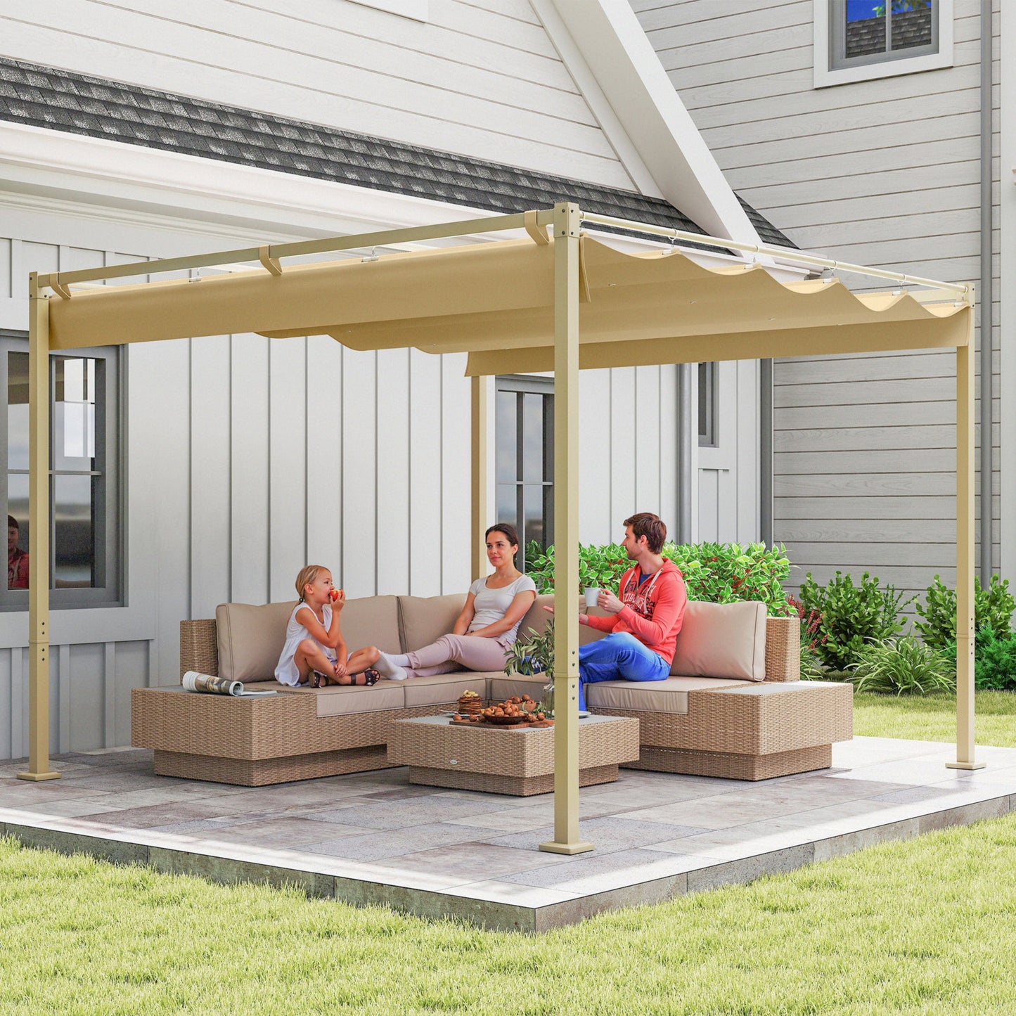 3 x 3m Retractable Roof Metal Pergola