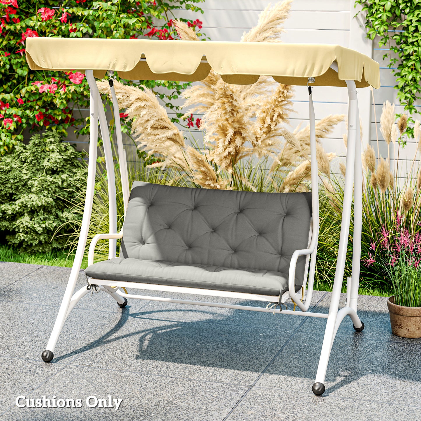 2 Seater Bench Pad, Garden Chair Cushion with Back and Ties