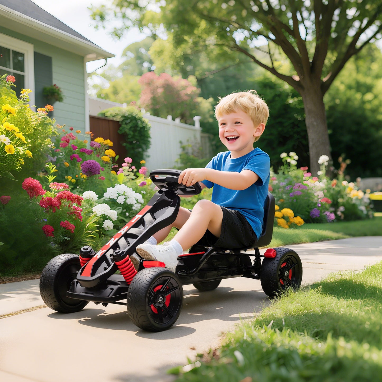 Pedal Go Kart for Kids Aged 3-6 Years, with Freewheel System, Brake