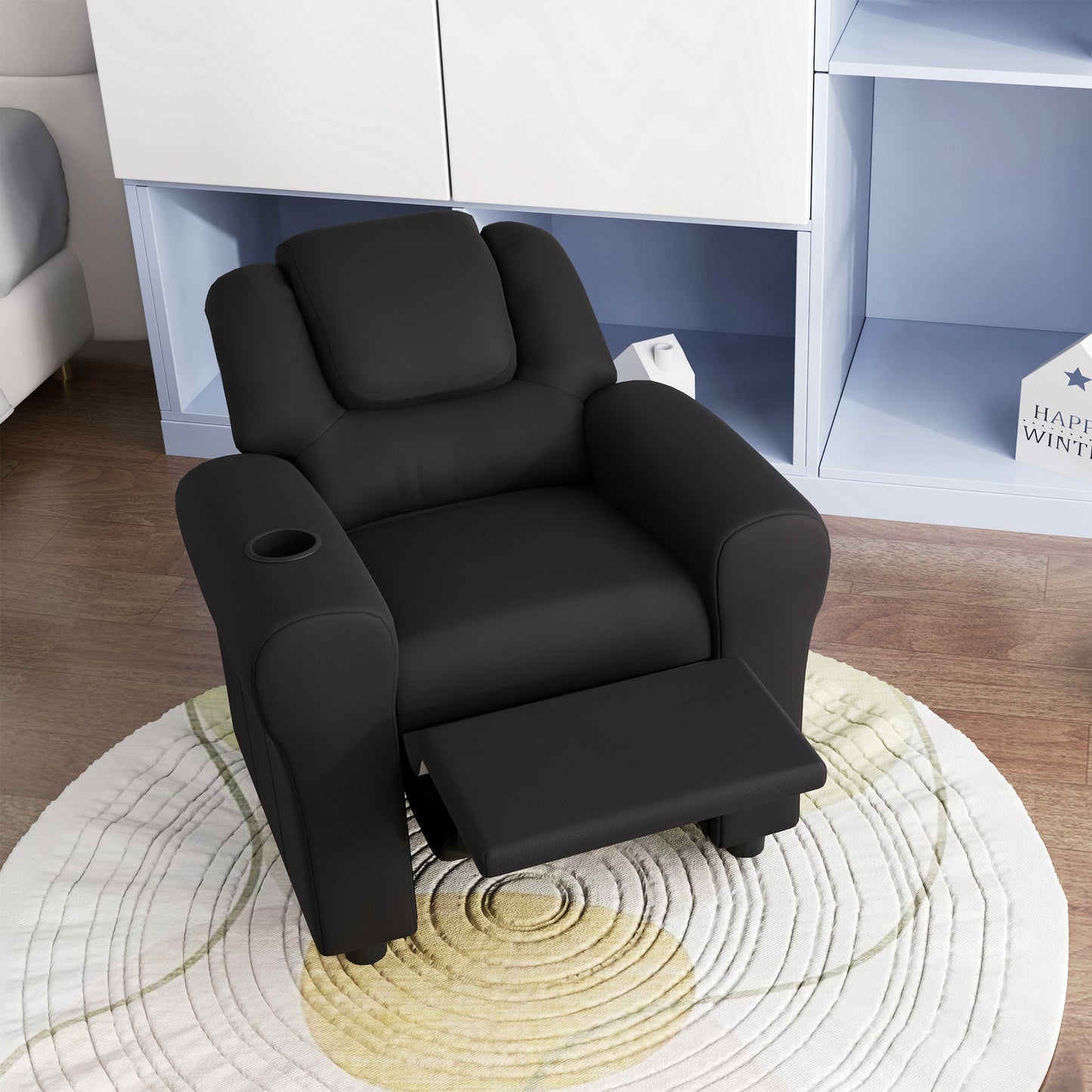 Kids Recliner Chair, PU Leather with Adjustable Backrest, Footrest