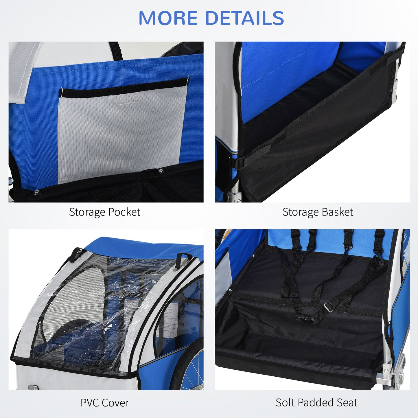 2 Seat Bike Trailer Bicycle wagon