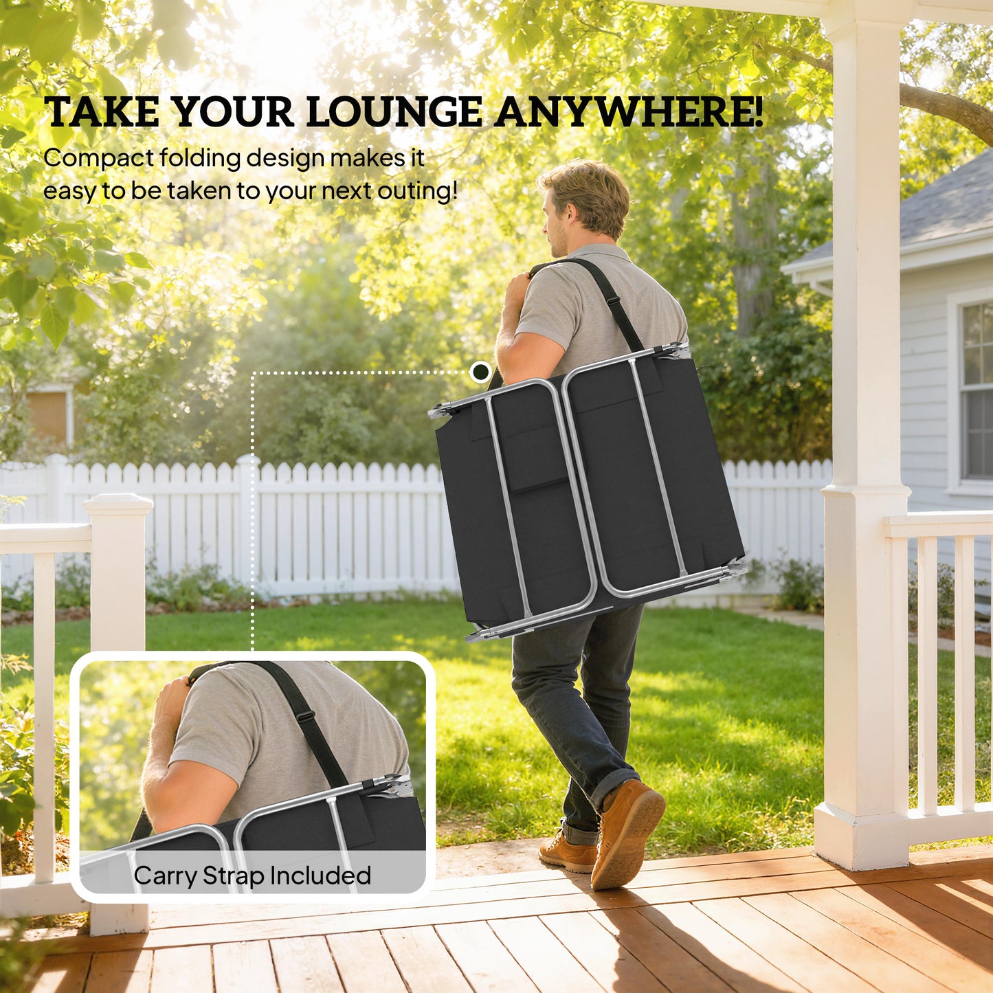 5-Position Adjustable Sun Loungers Set of 2 with Reading Hole