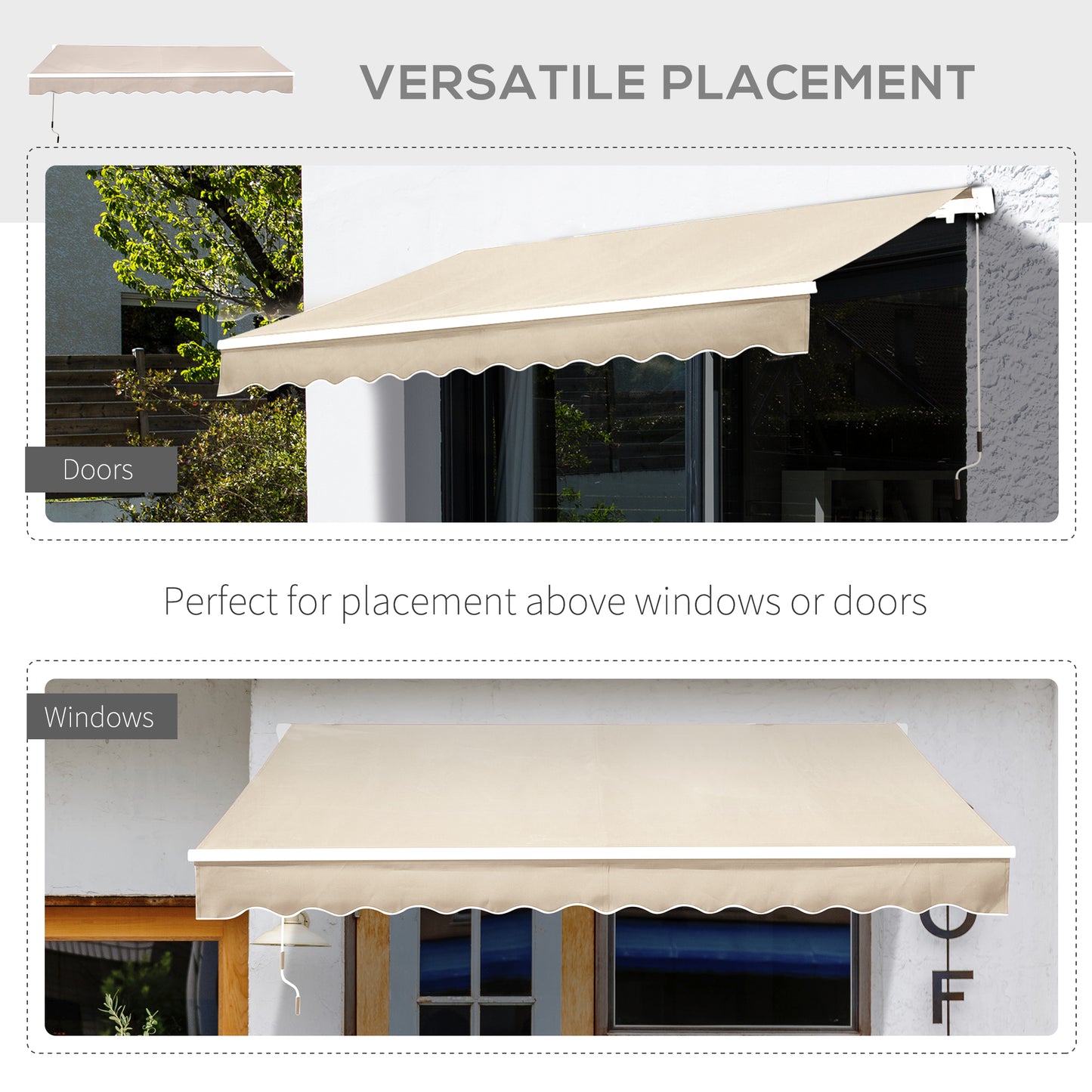 3.5M x 2.5M Manual Awning Canopy Retractable Sun Shade Shelter