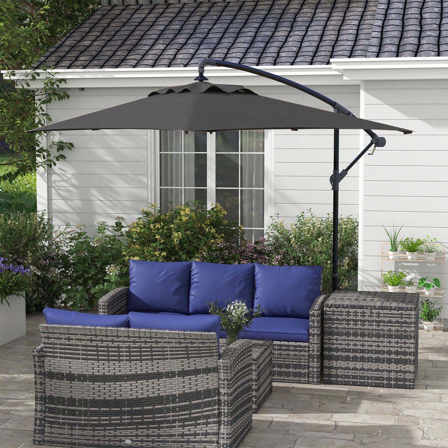 3m Cantilever Overhanging Parasol, with Cross Base