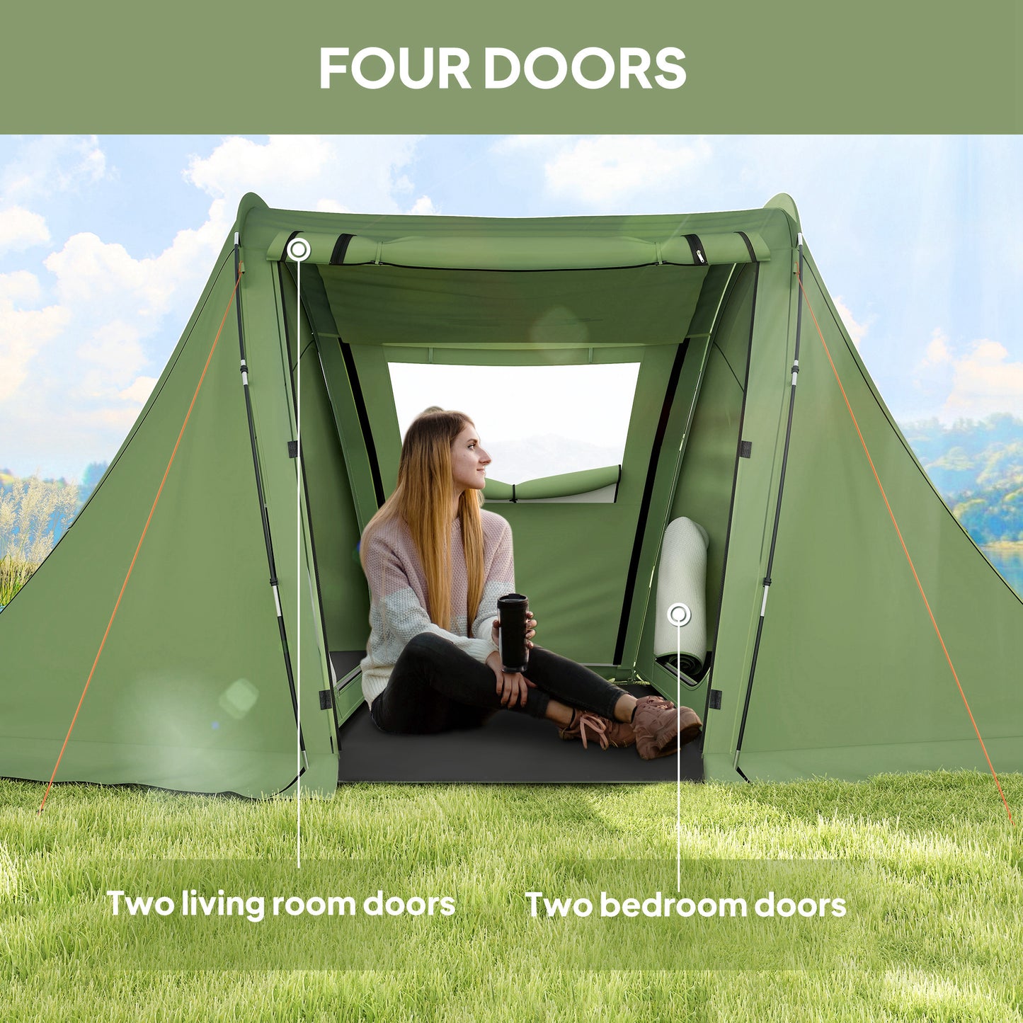3 Man Camping Tent with Living Area and 2 Bedrooms (1)