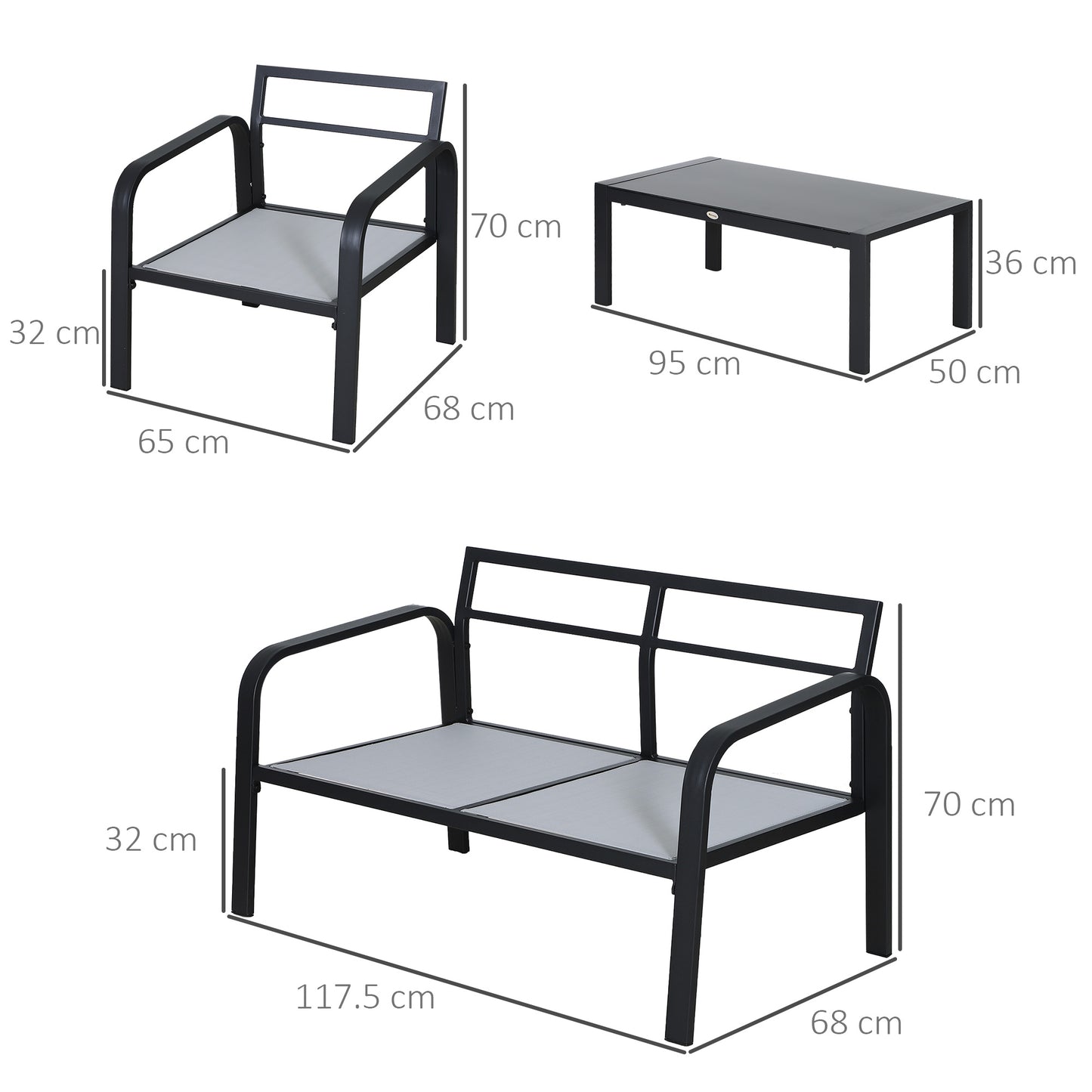 4pcs Garden Sofa Set 2 Single Armchair