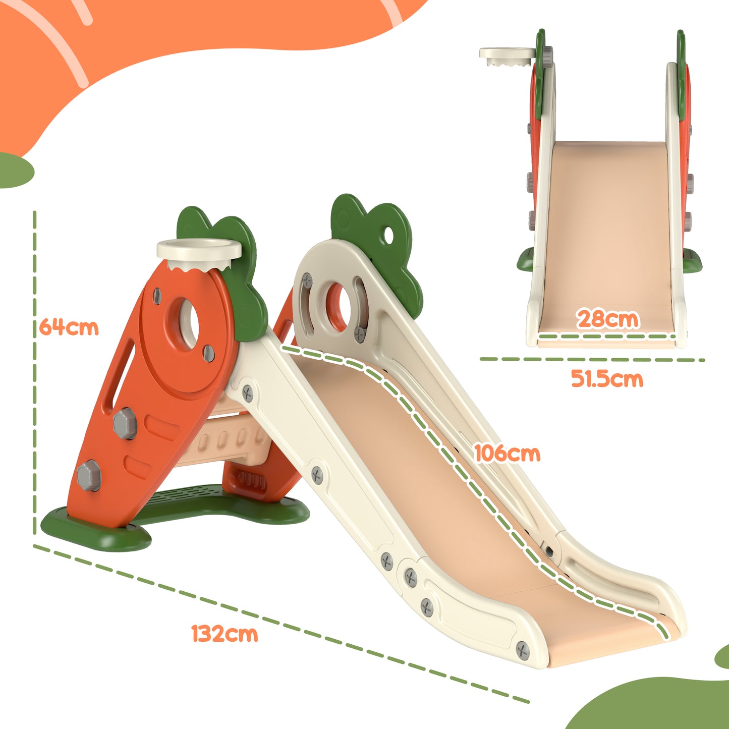 3 in 1 Foldable Toddler Slide with Basketball Hoop, Climber