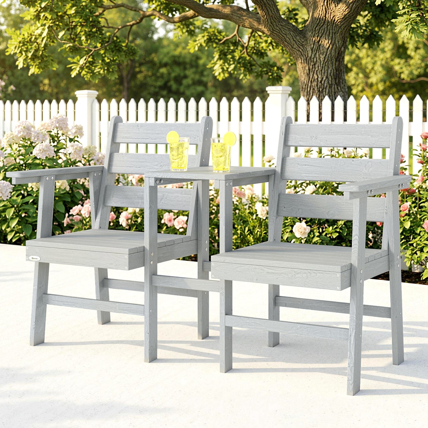 Outdoor Garden Loveseat, Embossed Wooden Jack and Jill Garden Seat