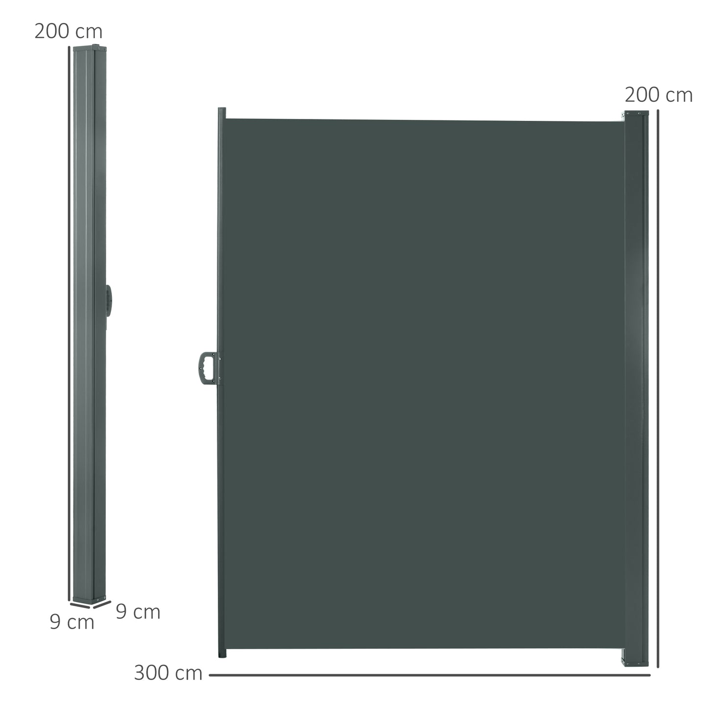 3x2m Retractable Sun Side Awning Screen Fence Patio Garden Wall