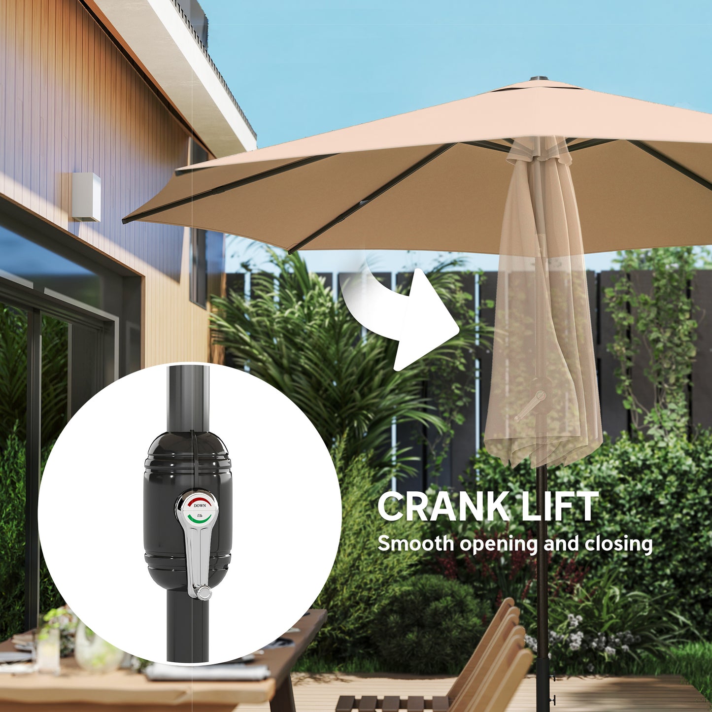 2.7 m Garden Parasol Umbrella with Cross Base and Sandbag