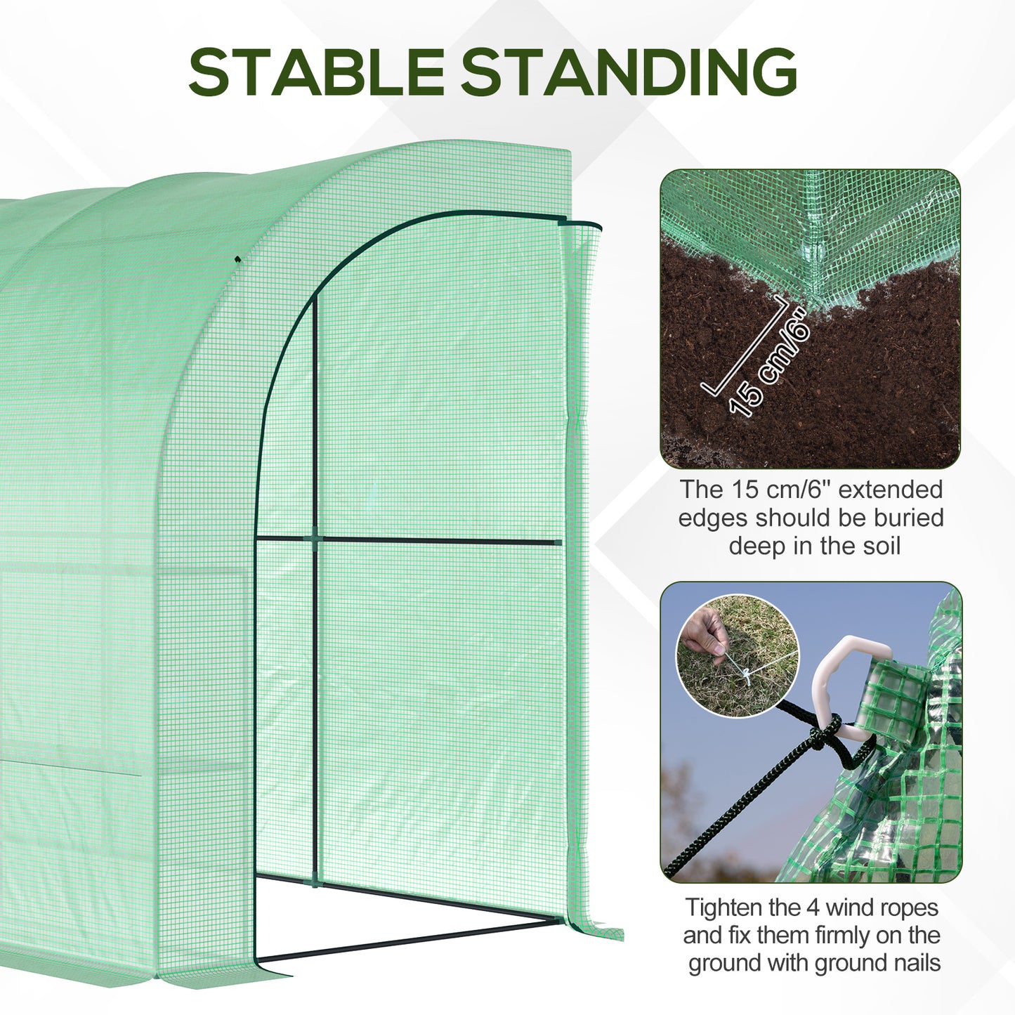 Walk-In Lean to Greenhouse with Windows and Zippered Doors