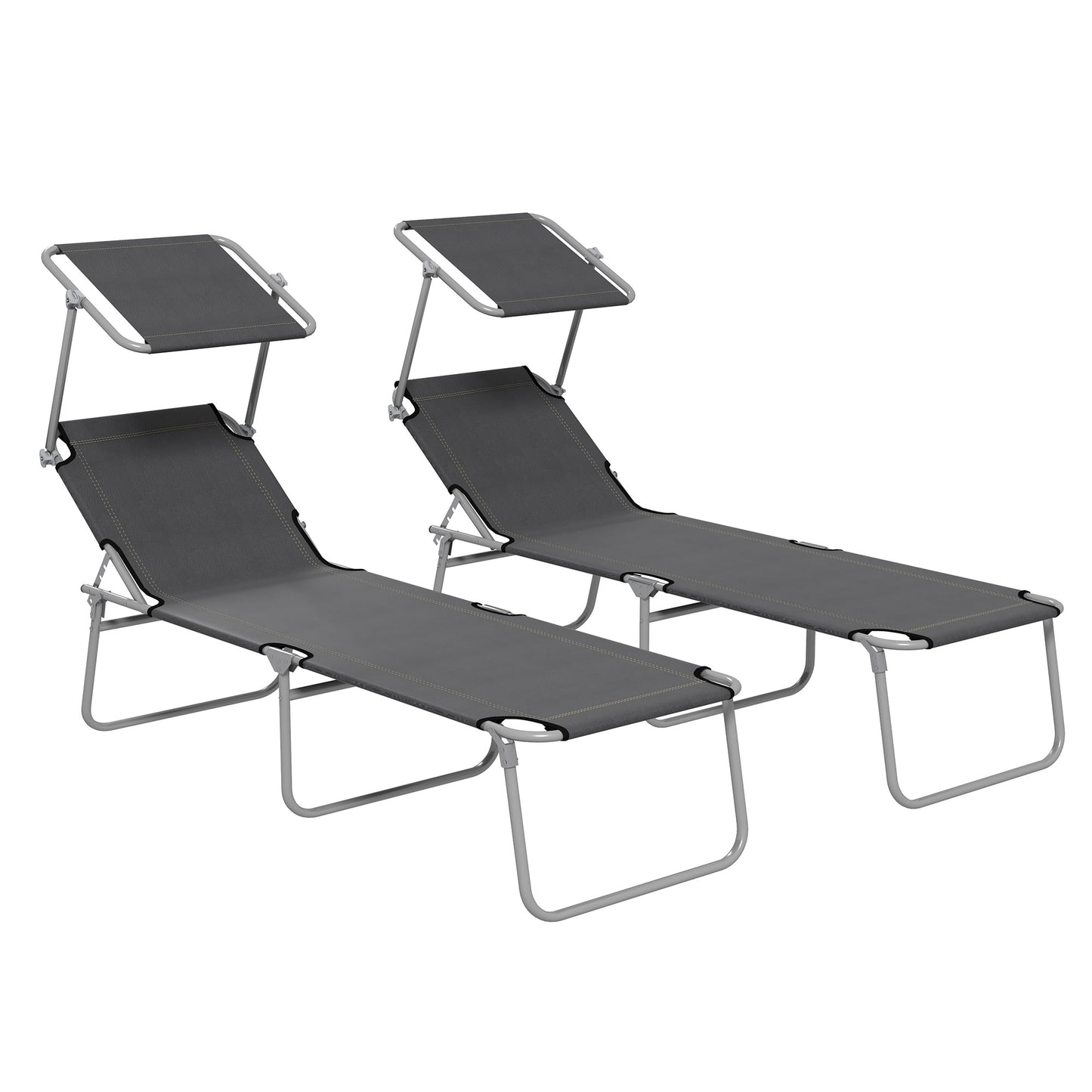 Folding Sun Lounger with Canopy
