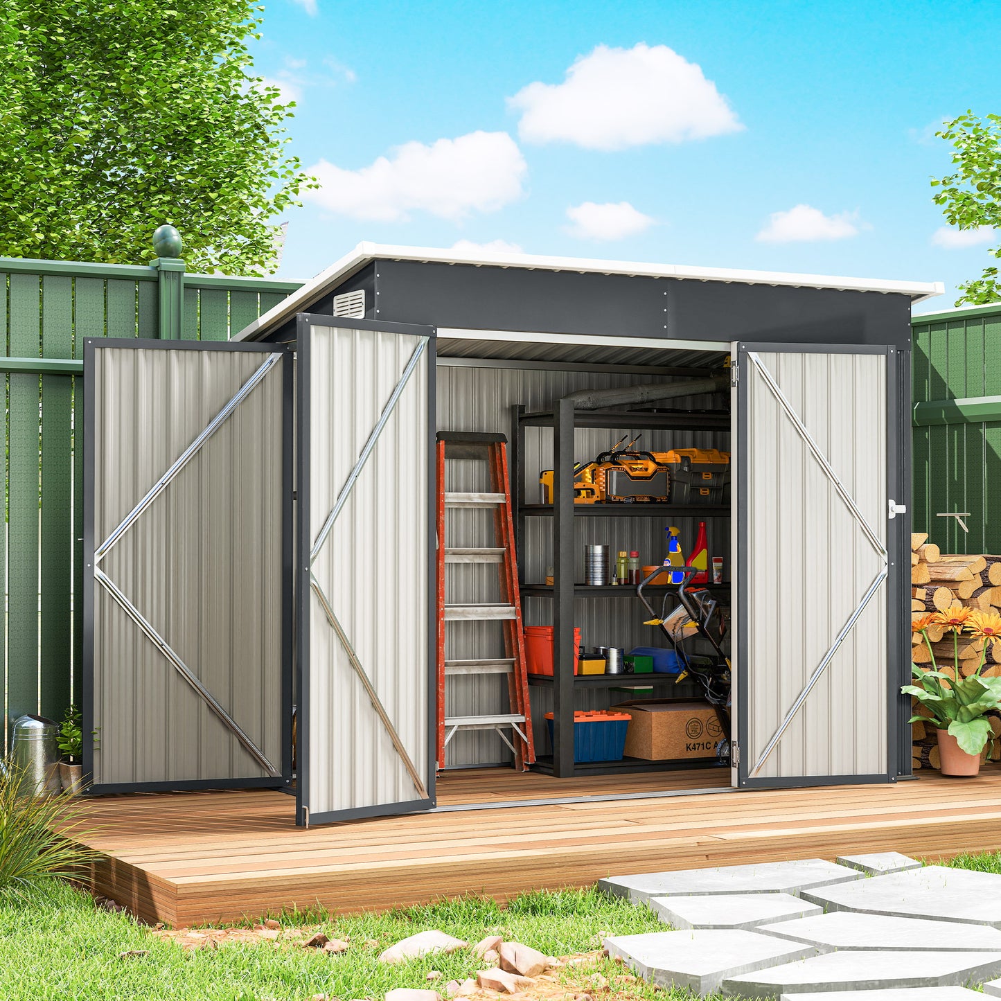 7.5 x 4.3ft Metal Garden Storage Shed