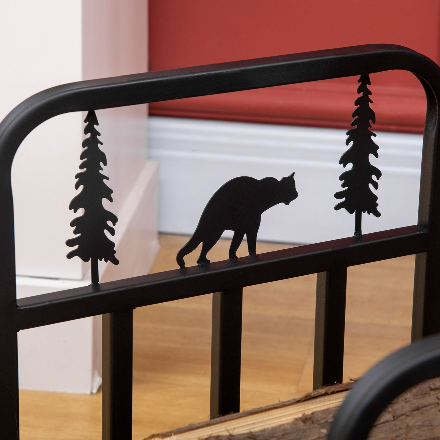 Metal Firewood Log Holder Indoor Outdoor Firewood Rack Inner Arced