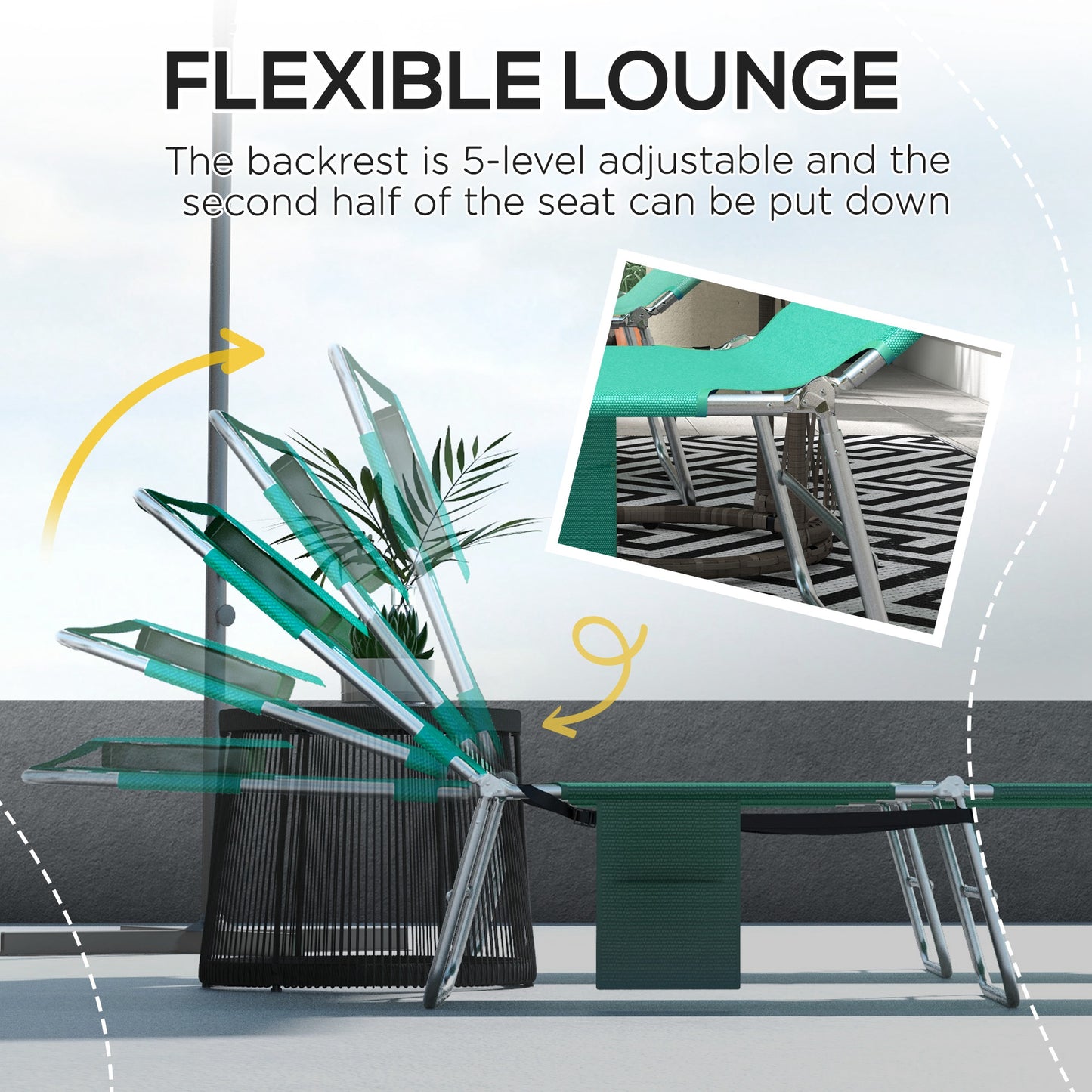 Foldable Sun Lounger Set of 2 with Reading Hole