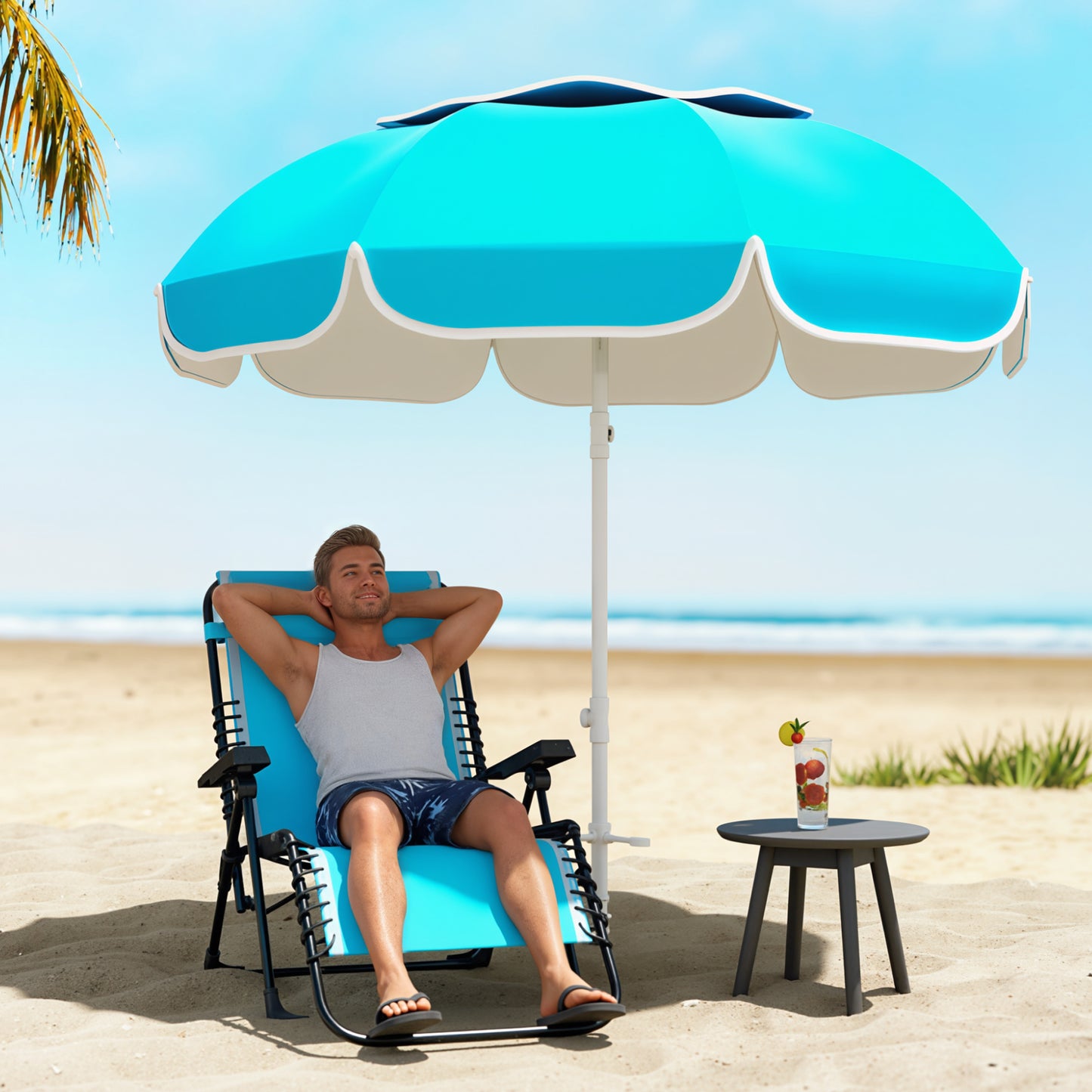Beach Umbrella Portable with Sand Anchor, Carry Bag