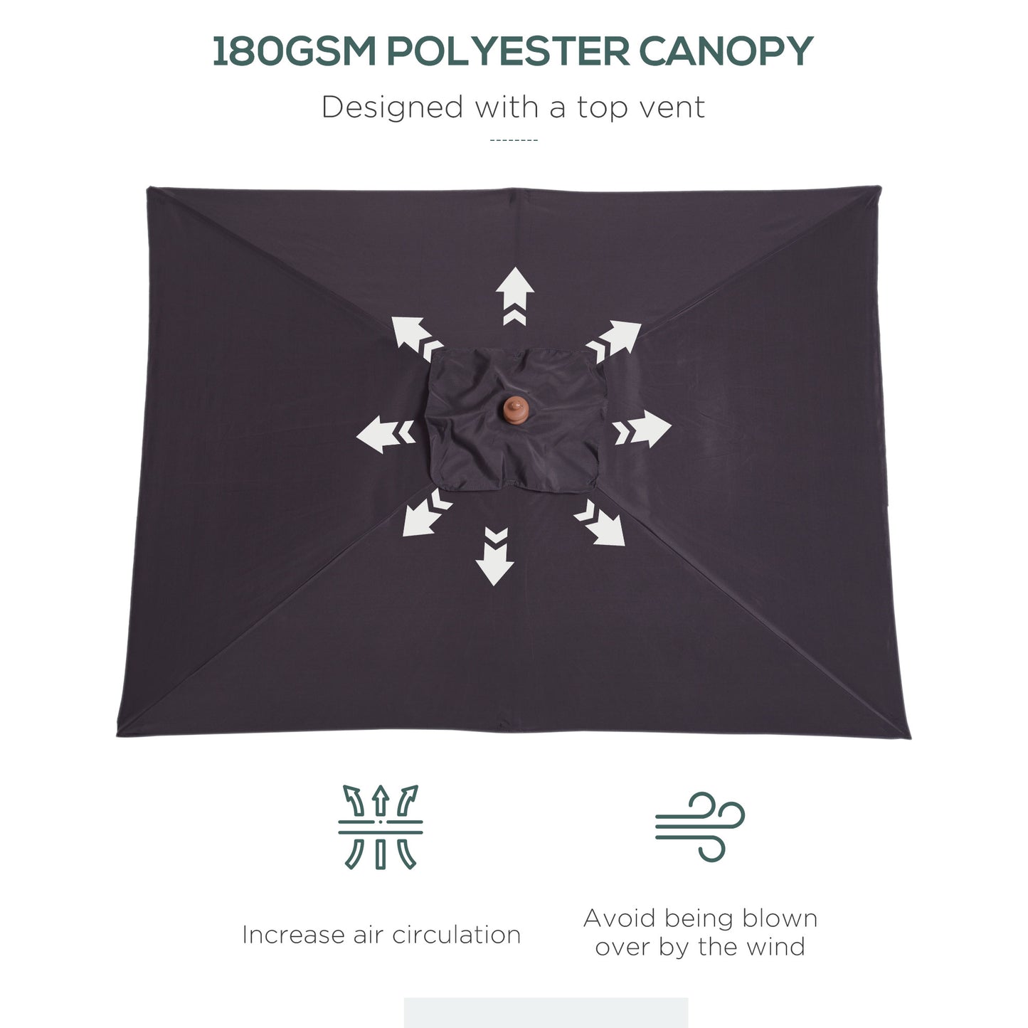 2m x 1.5m Garden Parasol Umbrella with Tilting Sunshade Canopy