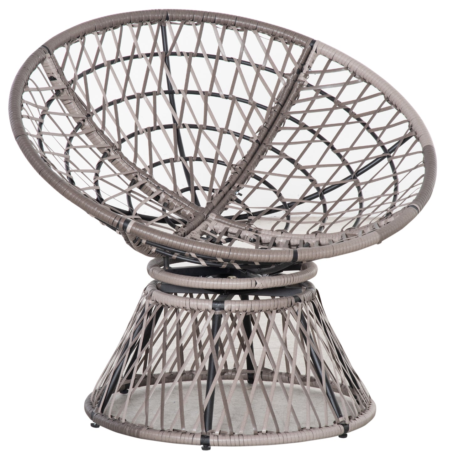 360° Swivel Rattan Papasan Moon Bowl Chair Round Lounge Garden
