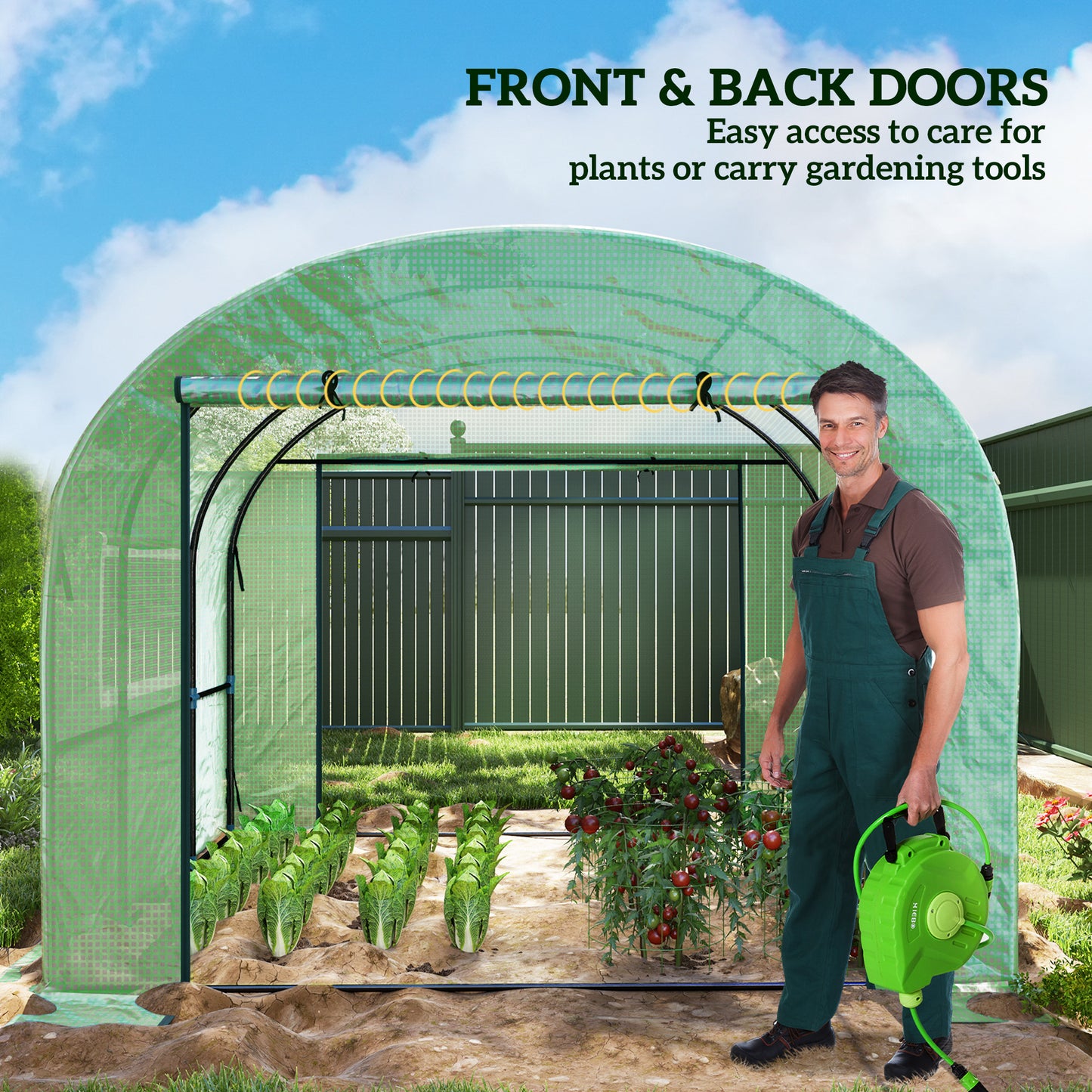300 x 300cm Walk-In Polytunnel Greenhouse