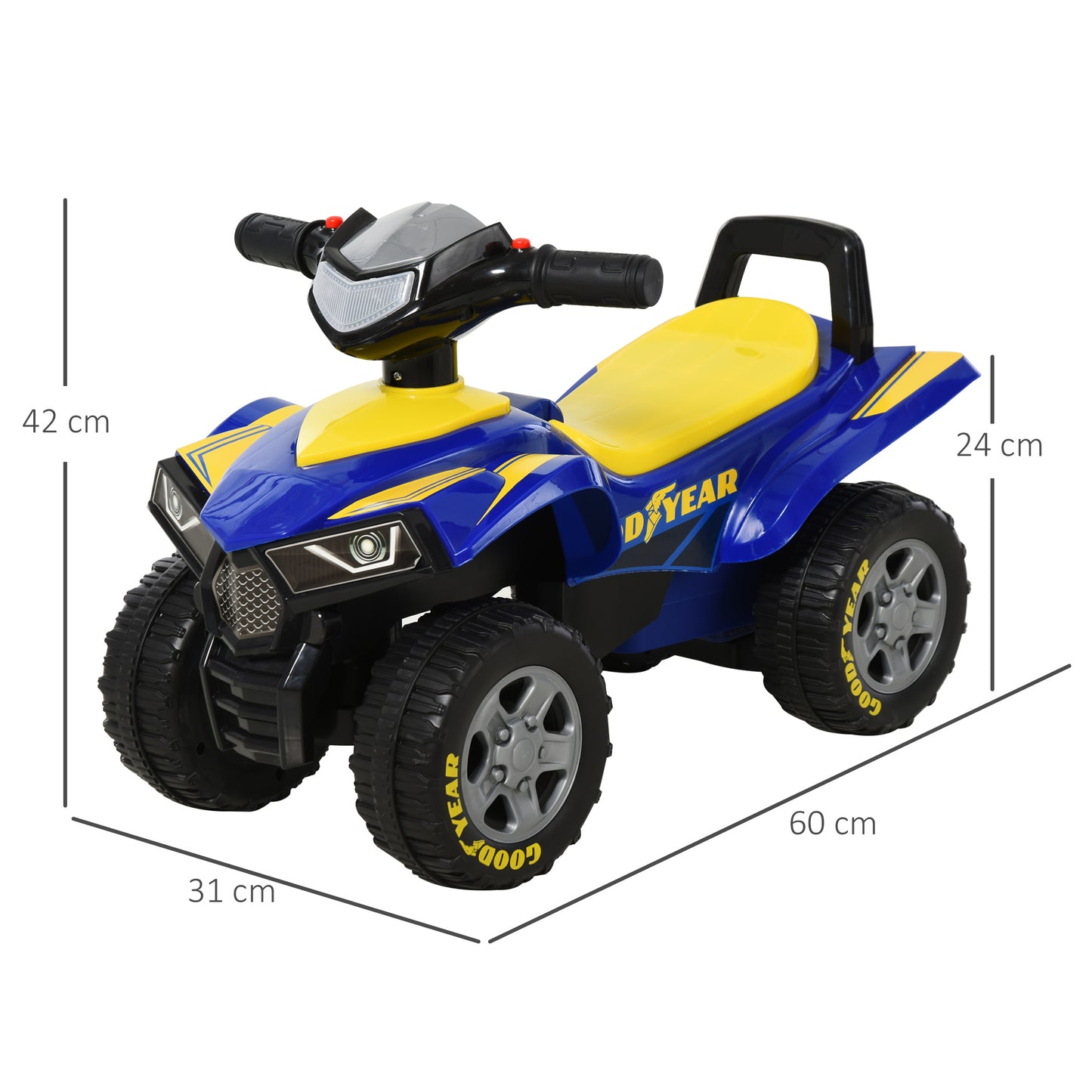 Baby Quad Bike Kids Ride On Car Goodyear Licensed Walker Foot To