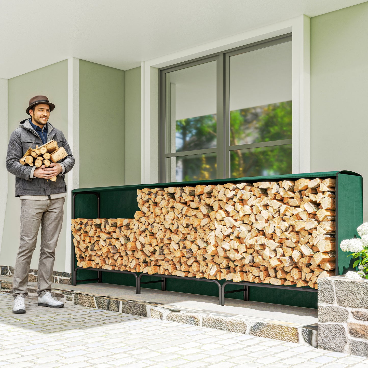 Firewood Rack with Waterproof Cover (1)