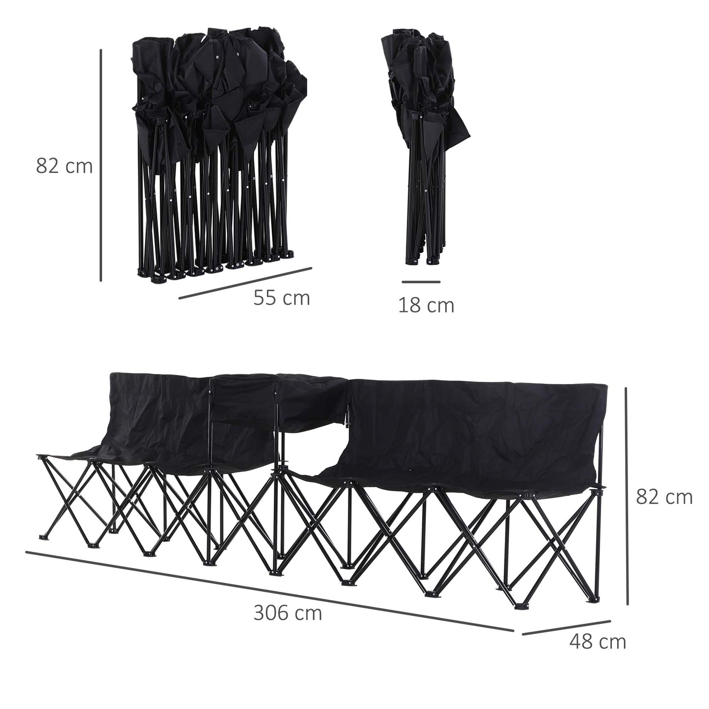 6 Seat Folding Sports Bench Portable Sports Team Bench Spectator