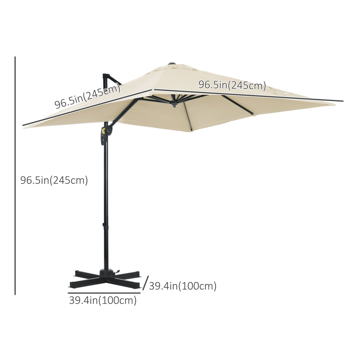 2.5 x 2.5m Patio Offset Parasol Umbrella Cantilever Hanging