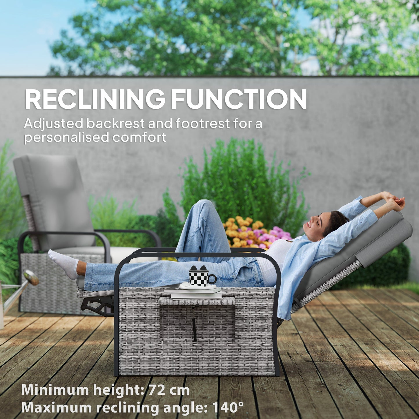 140° Reclining Rattan Armchair