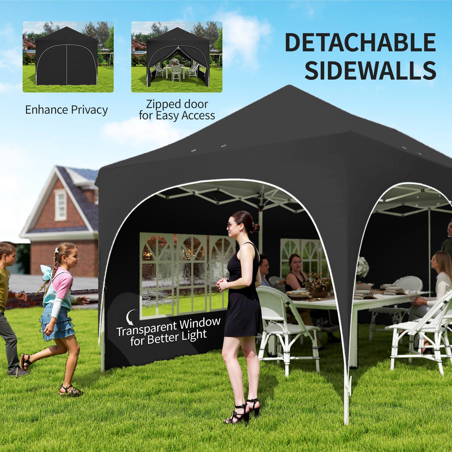 3 x 6m Pop Up Gazebo Shelter with Sides, 6 Sandbags