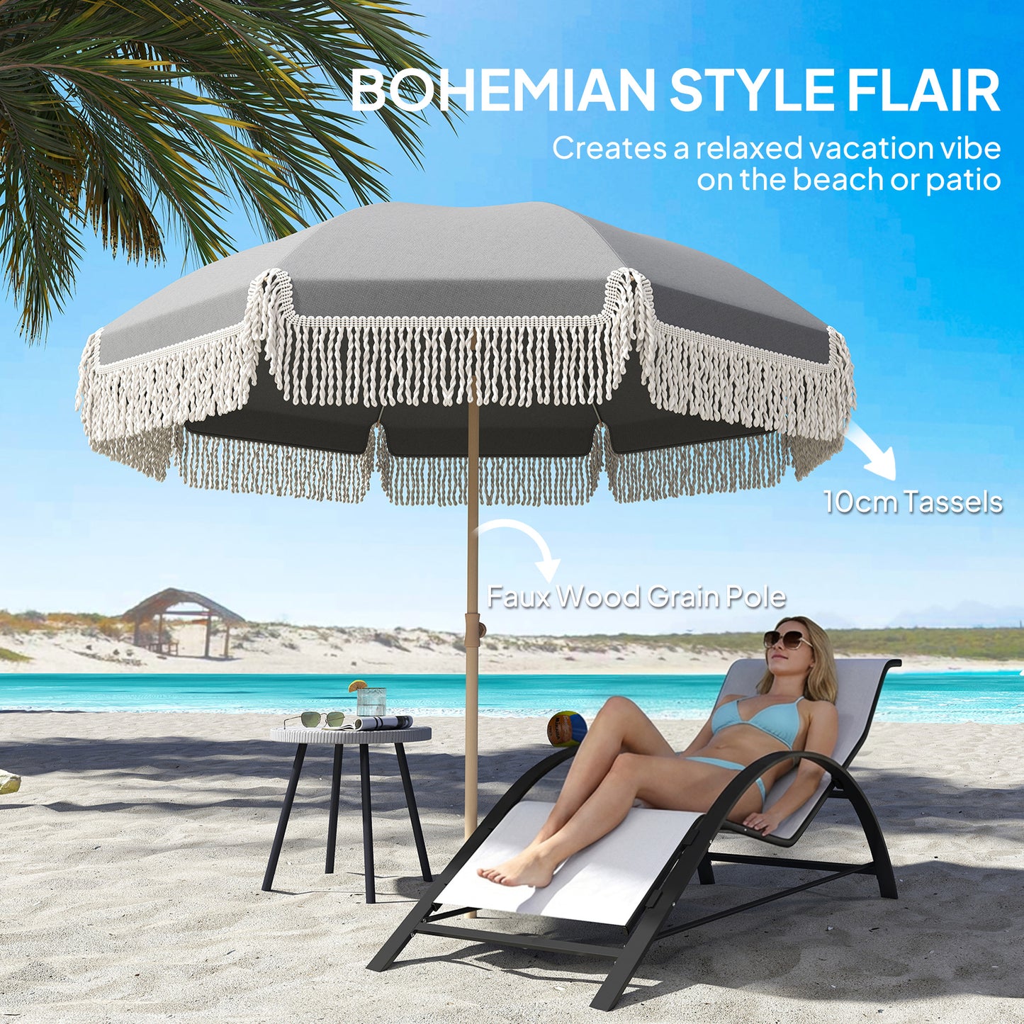 1.7 m Beach Umbrella with Sand Anchor