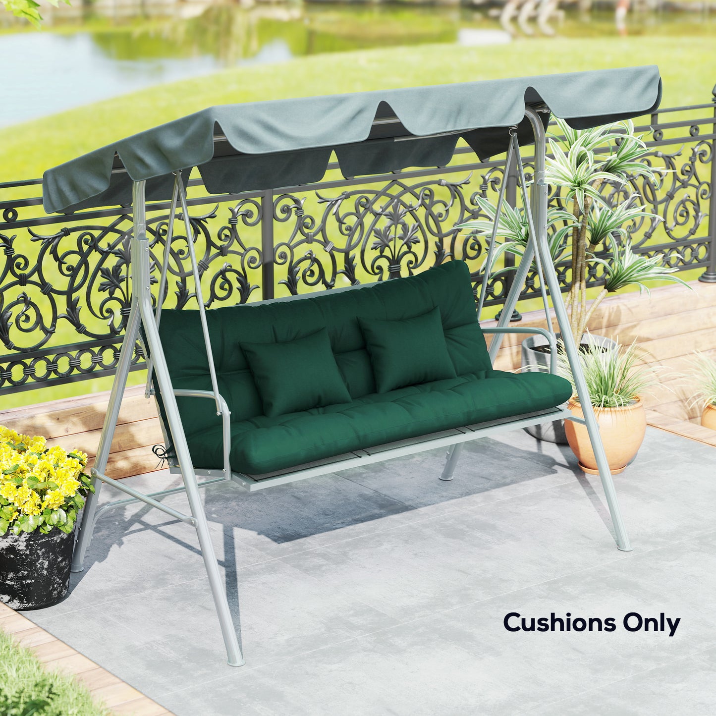 Outdoor Seat Cushions Back Cushion with 2 Pillows