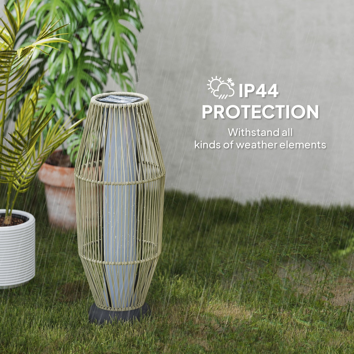 Garden Rattan Lamp, 72 cm Tall Solar Rattan Floor Lamp