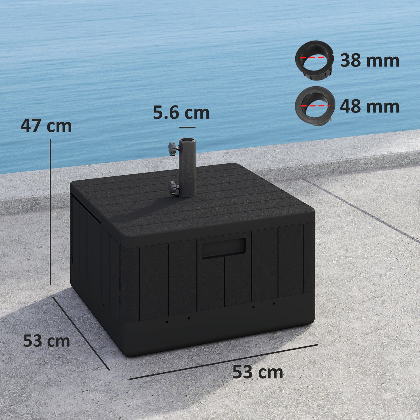 Garden Parasol Base Outdoor Umbrella Stand with Wheels Handles