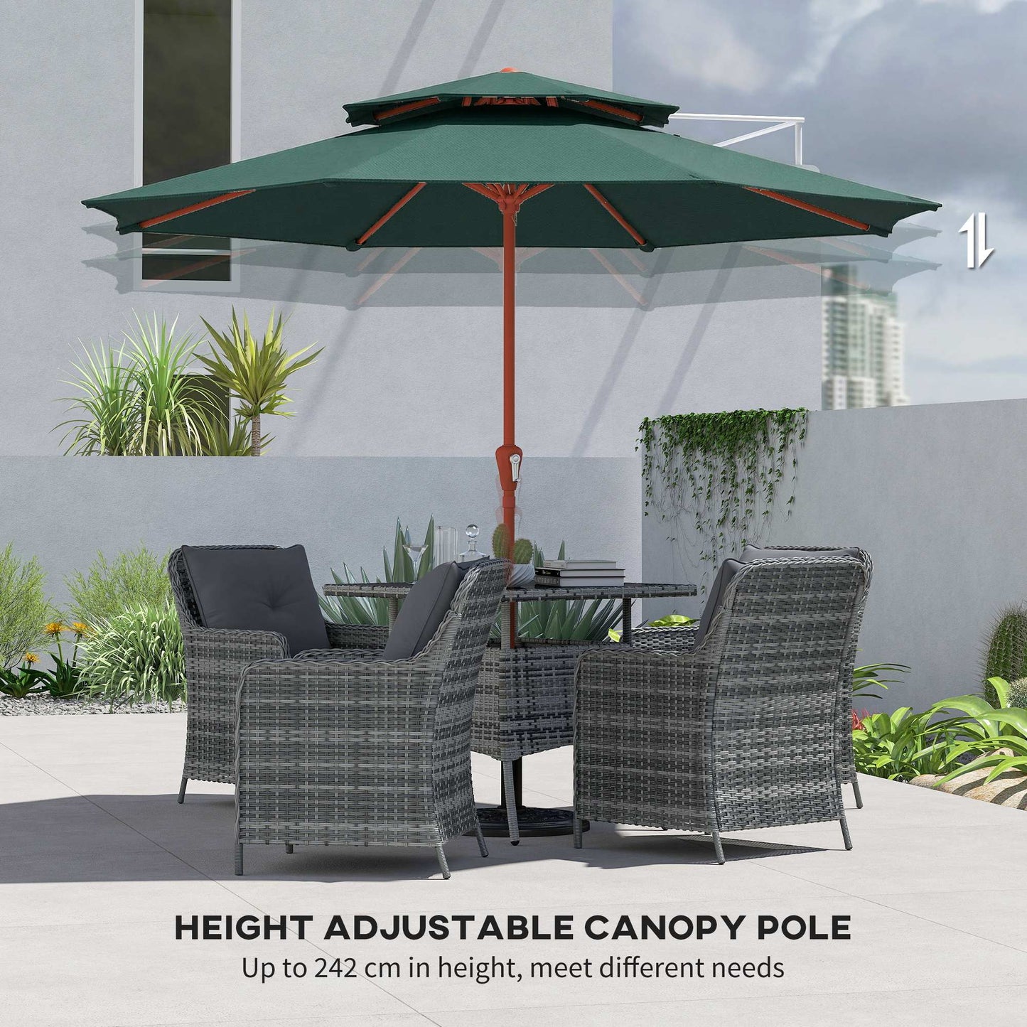 2.7 m Garden Parasol with Double Top Outdoor Market Table Umbrella