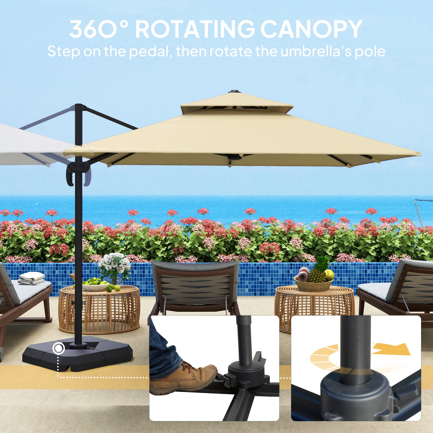 2.7 x 2.7 m Cantilever Parasol with Aluminium Frame, Crank and Tilt