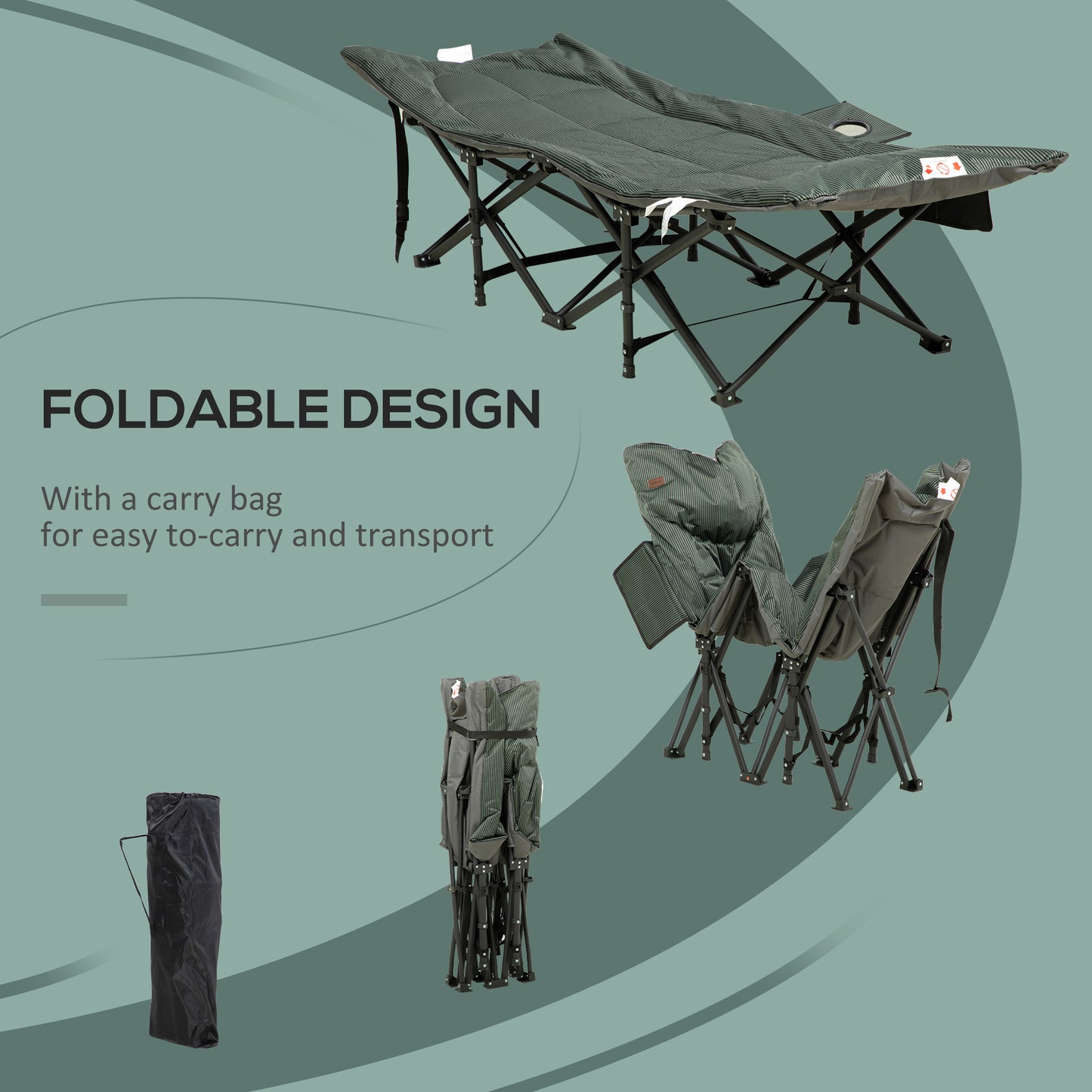 Foldable Camp Bed, Padded Patio Camping Bed with Carry Bag