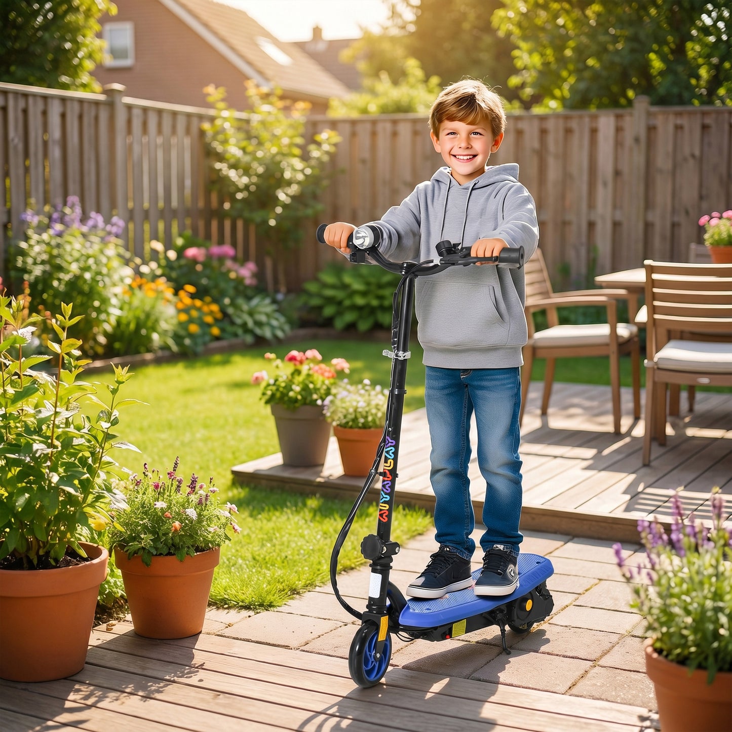 Foldable Electric Scooter, with LED Lights, for Ages 7-14 Years