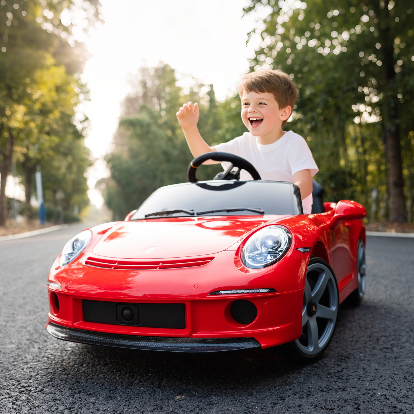 Kids Electric Car, 12V Licensed RUF GT Ride on Car with Suspension