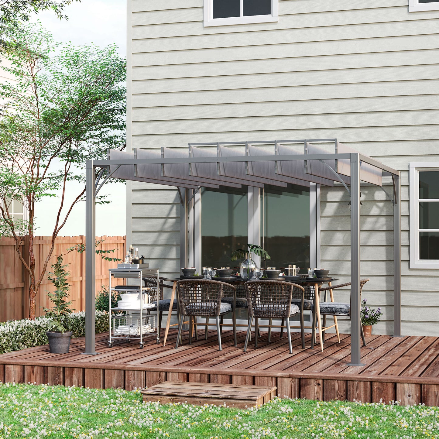 3 x 3(m) Outdoor Pergola with Retractable Roof